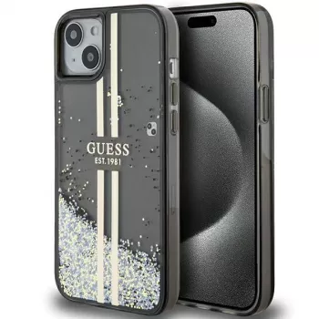 Guess GUHCP15MLFCSEGK Liquid Glitter Gold Stripes Hard Case iPhone 15 Plus / 14 Plus 6,7 inch jaoks - Must