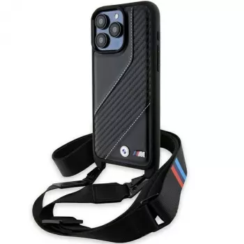 BMW BMHCP15X23PSCCK iPhone 15 Pro Max 6,7 inch Must kõva korpus M Edition Carbon Stripe & Strap