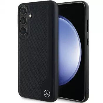 Mercedes-Benz MEHMS24S23RBGVK S24 S921 Must nahast kõvaümbris deboositud joonega MagSafe Samsung Galaxy S24 jaoks