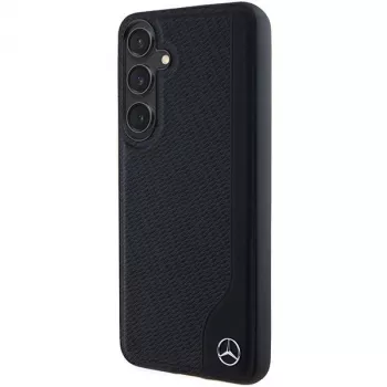 Mercedes-Benz MEHMS24S23RBGVK S24 S921 Must nahast kõvaümbris deboositud joonega MagSafe Samsung Galaxy S24 jaoks