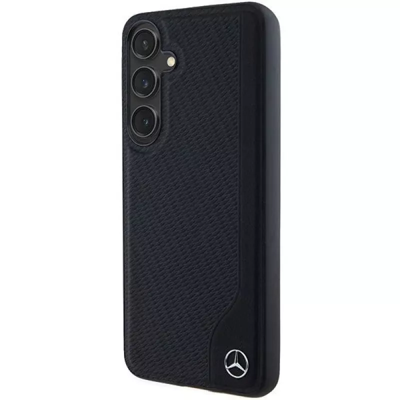 Mercedes-Benz MEHMS24S23RBGVK S24 S921 Must nahast kõvaümbris deboositud joonega MagSafe Samsung Galaxy S24 jaoks