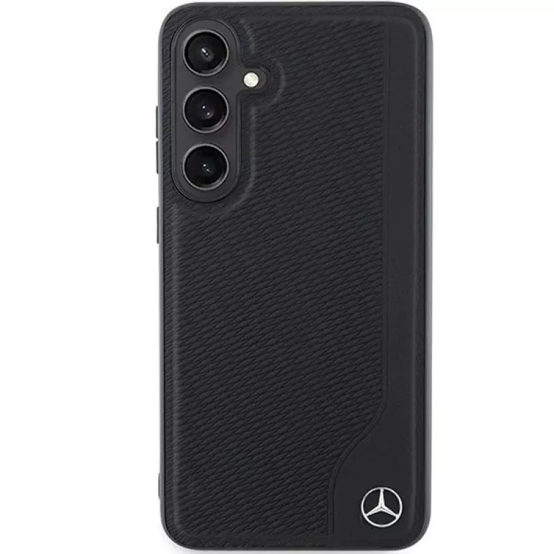 Mercedes-Benz MEHMS24S23RBGVK S24 S921 Must nahast kõvaümbris deboositud joonega MagSafe Samsung Galaxy S24 jaoks