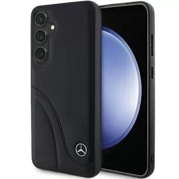 Mercedes-Benz MEHCS24M23RBCSK S24+ S926 Must nahast kõva ümbris kumerate õmblustega Samsung Galaxy S24+ jaoks