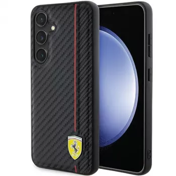 Ferrari FEHCS24SN3DUR S24 S921 Must kõva ümbris Carbon Printed Line Samsung Galaxy S24 jaoks