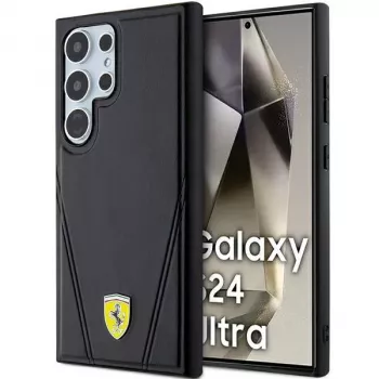 Ferrari FEHMS24LP3BAK Hardcase Samsung Galaxy S24 Ultra jaoks, must, Hot Stamp V Lines, MagSafe