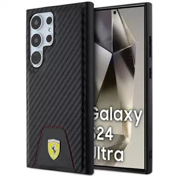 Ferrari FEHCS24LN3PUK kõva ümbris Samsung Galaxy S24 Ultra jaoks, süsinikuga õmmeldud põhi, must