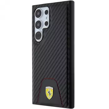 Ferrari FEHCS24LN3PUK kõva ümbris Samsung Galaxy S24 Ultra jaoks, süsinikuga õmmeldud põhi, must