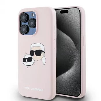 Karl Lagerfeld KLHMP15XSKCHPPLP iPhone 15 Pro Max 6,7 inch Pink Hardcase Silicone Karl & Choupette MagSafe