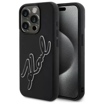 Karl Lagerfeld KLHCP15L3DRKSDLK iPhone 15 Pro 6.1 Must kõva kate 3D kummist signatuuriga