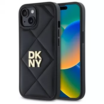 DKNY DKHCP15SPQDSLK Quilted Stack Logo Tagakate Apple iPhone 15 6,1 inch Must