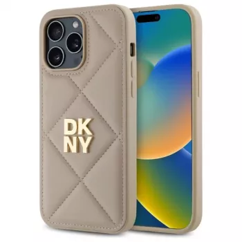 DKNY DKHCP14XPQDSLE Quilted Stack Logo Case for iPhone 14 Pro Max 6,7 inch - Beige