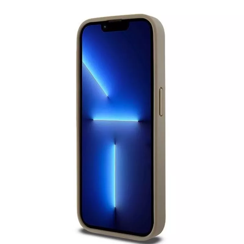 DKNY DKHMP15XPSOSPW Kõvakestaga nahkümbris trükitud mustriga metalllogoga MagSafe iPhone 15 Pro Max 6,7 inch pruun