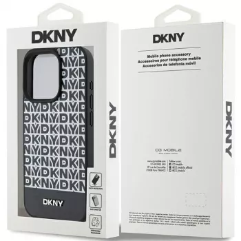 DKNY DKHMP15XPSOSPK Hardcase Leather Printed Pattern Metal Logo MagSafe for iPhone 15 Pro Max 6.7 Black