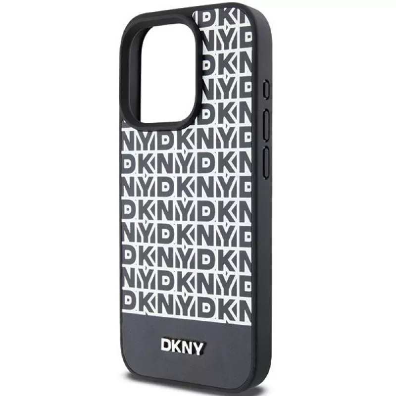 DKNY DKHMP15XPSOSPK Hardcase Leather Printed Pattern Metal Logo MagSafe for iPhone 15 Pro Max 6.7 Black