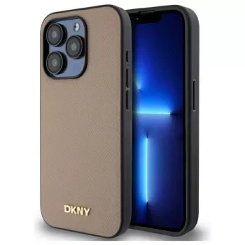 DKNY DKHMP15LPGHLME Hardcase iPhone 15 Pro 6,1 inch Beež teralise metalllogoga ja MagSafe'iga