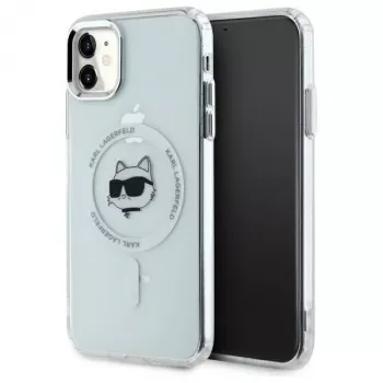 Karl Lagerfeld KLHMN61HLSCHH iPhone 11 / Xr 6.1 Valge kõva ümbris IML Metal Choupette Head MagSafe