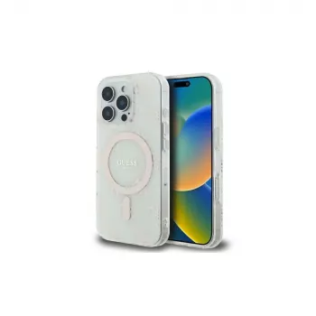 Guess GUHMP16LH4DTEH iPhone 16 Pro 6,3 inch Valge kõva kest IML 4G Background MagSafe