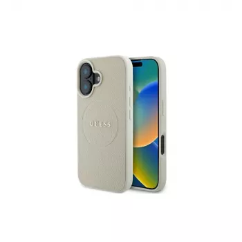 Guess GUHMP16SPGHSMME iPhone 16 Beež kõva kest teraline rõngas MagSafe