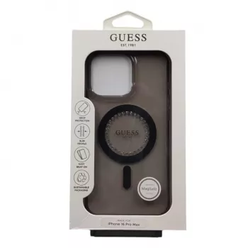 Guess IML Rhinestones MagSafe Case for iPhone 16 Pro Max (Black)