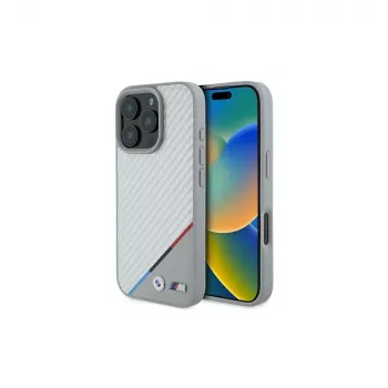 BMW M Carbon Tricolor Line Hardcase for iPhone 16 Pro 6,3 inch Grey MagSafe