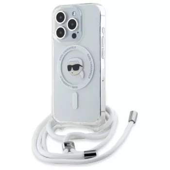 Karl Lagerfeld KLHMP16XHCKHNT iPhone 16 Pro Max 6,9 inch kõva kate läbipaistev crossbody IML Karl Head Magsafe