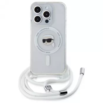 Karl Lagerfeld KLHMP16XHCKHNT iPhone 16 Pro Max 6,9 inch kõva kate läbipaistev crossbody IML Karl Head Magsafe