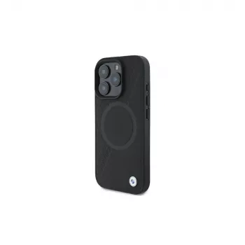 BMW BMHMP16L23RTPK iPhone 16 Pro 6.3 Must kõva ümbris Sign Leather Half Textured ja Circle MagSafe