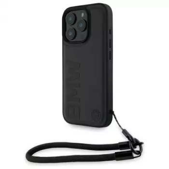 BMW Signature Leather Wordmark Cord Hardcase for Apple iPhone 16 Pro 6,3 inch - Black