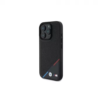 BMW M Perforated Tricolor Line Hardcase iPhone 16 Pro 6,3 tolli - Must MagSafe