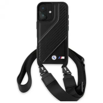 BMW M Edition Carbon Stripe & Strap Hard Case for iPhone 16 6,1 inch - Black