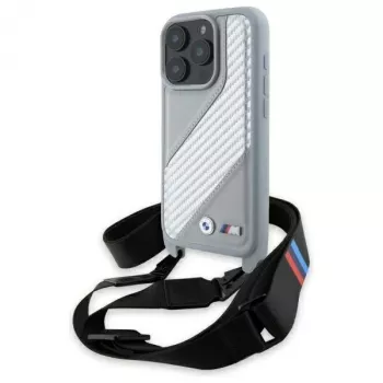 BMW M Edition Carbon Stripe & Strap Hard Case for Apple iPhone 16 Pro 6,3 inch - Grey