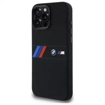 BMW M Collection Silikoonist kõva ümbris keskmise triibu ja MagSafe'iga Apple iPhone 16 Pro Max 6,9 inch jaoks, must