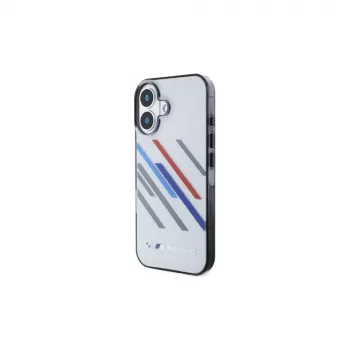 BMW Hardcase for iPhone 16 Plus 6,7 inch Grey Motorsport IML Random Stripes