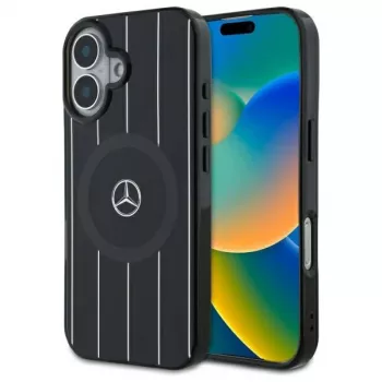 Mercedes-Benz MEHMP16S23HRSK Double Layer Crossed Lines Hardcase iPhone 16 6,1 tolli must MagSafe