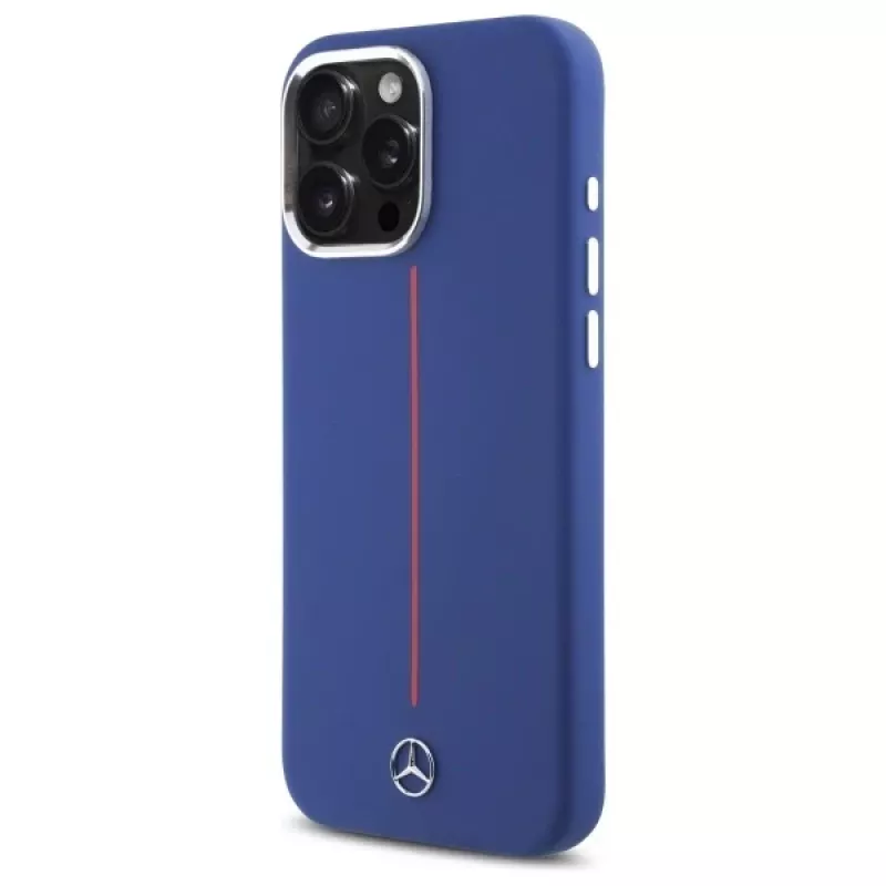 MERCEDES-BENZ MEHMP16X23SUMRV iPhone 16 Pro Max 6.9 Navy Blue Hardcase Silicone Red Stripe MagSafe