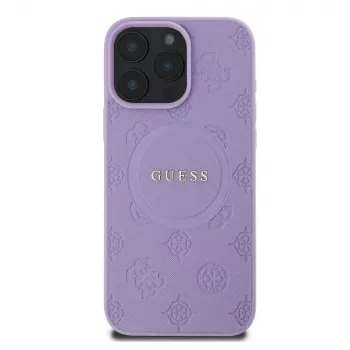 Guess GUHMP16XPSAPSMEU iPhone 16 Pro Max 6,9 tolline lilla kõva ümbris Saffiano Peony Classic Logo MagSafe