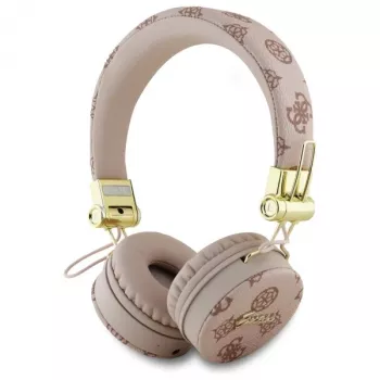 Guess Peony Script Round Shape Wireless Over-Ear Headphones with ENC, Brown