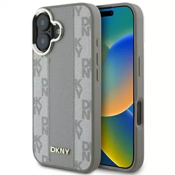 DKNY DKHMP16SPCPVSLE Kõva ümbris Apple iPhone 16-le, beež ruuduline muster MagSafe'iga
