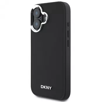 DKNY DKHMP16SPSCMCLK Kõva ümbris Apple iPhone 16 6,1 tolli must hõbedase logo MagSafe