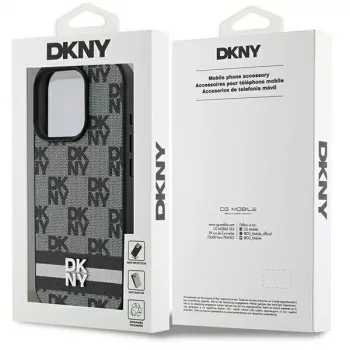 DKNY DKHCP16LPCPTSSK Kõva ümbris Apple iPhone 16 Pro 6.3-tollisele, must ruudumustri ja trükitud triipudega