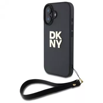 DKNY DKHCP16SPBSWSK Kõva ümbris Apple iPhone 16 6,1-tollisele, must randmepaelaga
