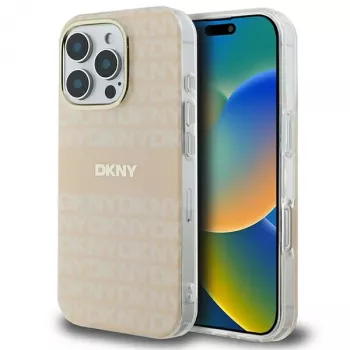 DKNY DKHMP16LHRHSEP Hardcase Apple iPhone 16 Pro 6,3 tolli roosa korduva tekstuuriga mustri ja triibuga MagSafe