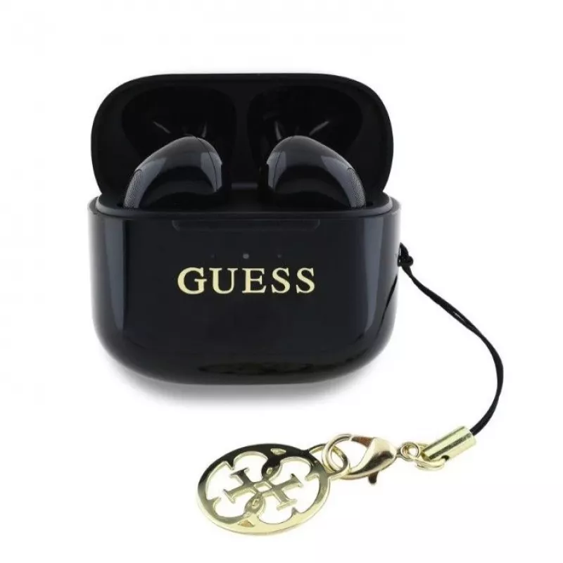 Guess Glossy Effect Printed Classic Logo & Charm TWS Bluetooth-kõrvaklapid laadimiskarbiga (must)