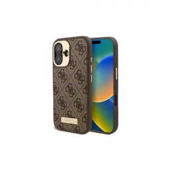 Guess GUHMP16MU4GPRW iPhone 16 Plus 6,7 tolli pruun kõvakest 4G Logo Plate MagSafe