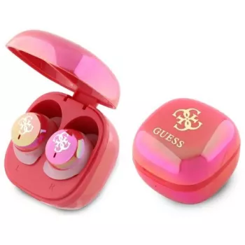 Guess 4G Printed Logo True Wireless Earbuds with Charging Case - Fuchsia Iridescent