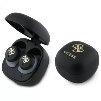 Guess GUTWSJ144ESK True Wireless Stereo Bluetooth kõrvaklapid laadimiskarbiga, must iirisev 4G prinditud logo