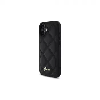 Guess Quilted Metal Logo Hard Case for Apple iPhone 16 Plus 6,7 inch - Black