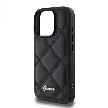 Guess GUHCP16LPSQSQSK Hardcase Apple iPhone 16 Pro 6,3 tolli must tepitud metallist logo