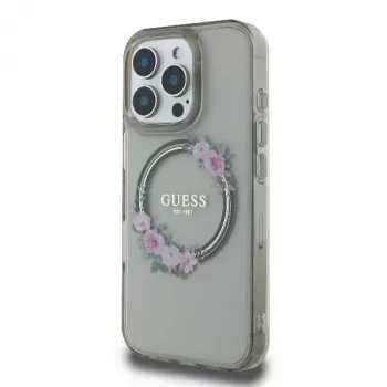 Guess GUHMP16XHFWFCK iPhone 16 Pro Max 6.9 Must kõvaümbris IML Flowers Wreath MagSafe