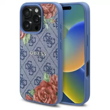 Guess GUHMP16XP4ROPEMCB iPhone 16 Pro Max 6,9 tolli sinine kõva ümbris 4G lilleprint MagSafe